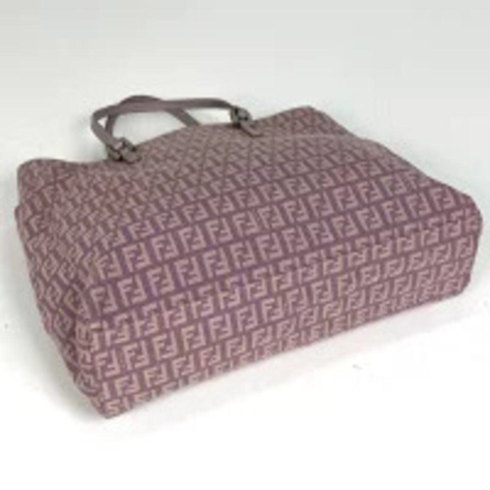 Fendi Zucchino Tote Bag Handbag Canvas Purple - Picture 2 of 7